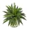 15" Boston Fern Artificial Plant with Tuscan Ceramic Green Scroll Planter